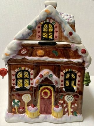 Dolomite Gingerbread House Cookie Jar 11.  5” Tall - Fun Christmas Decor