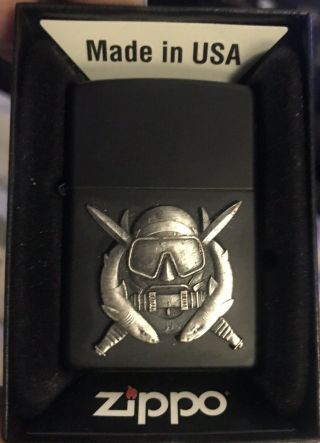 Us Special Forces Diver Badge Military Zippo Lighter Black Matte Army
