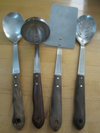 4 Vintage Imperial Veri - Sharp Stainless Steel Utensils Spatula,  2 Spoons & Ladle