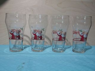 Coca Cola Vintage 1997 Happy Holidays Santa Claus 16 Oz Christmas Glasses