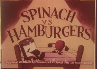 16mm Film Cartoon: Popeye - " Spinach Vs Hamburgers " | Color & Sound