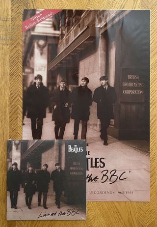 Beatles Live At The Bbc 2 Lps - Sealed/promo Poster Package