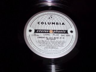 BEETHOVEN Symphonies Nos.  1 & 8 KLEMPERER UK 1958 COLUMBIA B/S SAX 2318 Ed.  1 LP 3