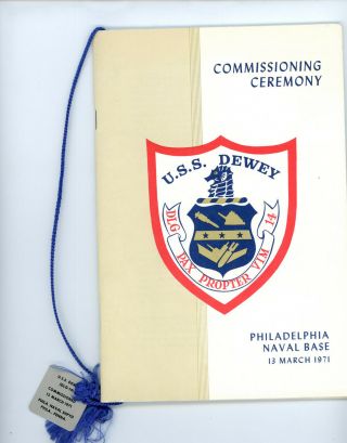 Uss Dewey Dlg 14 Recommissioning Program 1971 Program Plankowner