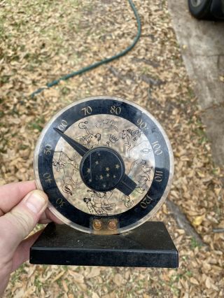 Vintage Zodiac Astrology Horoscope Lucite Thermometer Aries Taurus