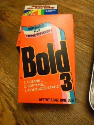 Vintage Bold 3 Detergent Fabric Detergent Laundry Box Full 3.  3oz