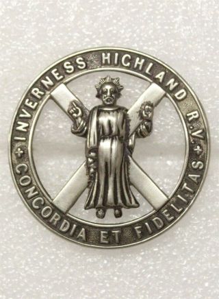 British Army Badge: Inverness Highland Rifle Volunteers - White Metal