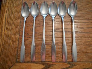 6 Oneidacraft Premier Stainless Paul Revere Pattern Iced Tea Spoons Flatware