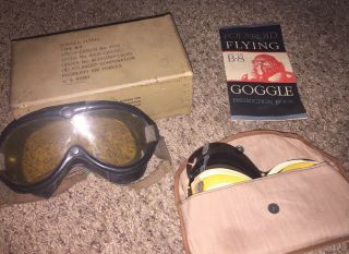 Vintage Wwii B - 8 Flying Goggles Polaroid