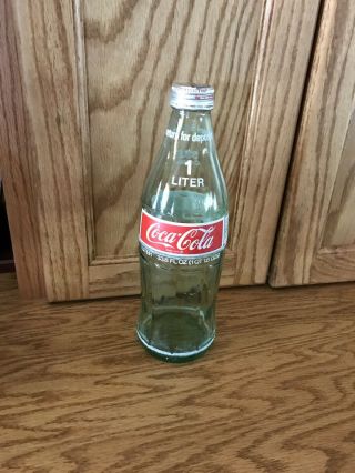 Vintage 33.  8 Oz.  1 Liter Glass Coca Cola Bottle With Cap