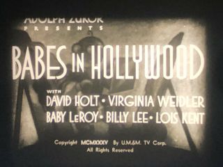 16mm Film: Babes In Hollywood (with Baby Leroy) 1935