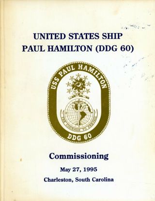 Uss Paul Hamilton Ddg 60 Commissioning Program 1995 Navy Plank Owners