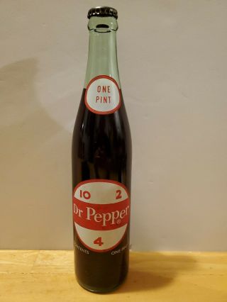 Vintage Full 10 - 2 - 4 Dr Pepper One Pint Soda Bottle - Cincinnati,  Ohio Glass Pop