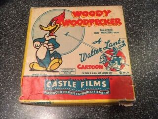 Woody Woodpecker 1950s 16mm Castle Films 508 " Invisible Woody " Walter Lantz,  Box