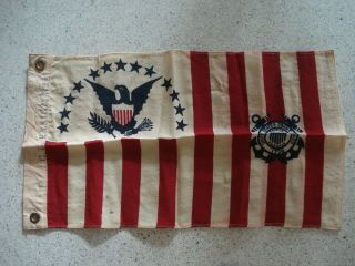 Vintage U.  S.  Coast Guard Ensign No 5 Paratus Early Flag Muslin
