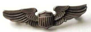Vintage Sterling Us Air Force Wwii Pilot Wings Pin 36mm 4gms Signed H&h