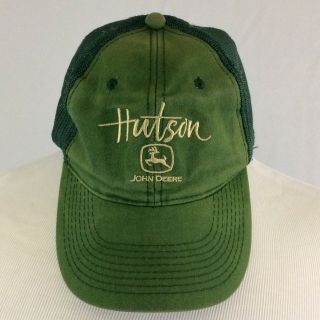 Hutson John Deere Mesh Trucker Hat Cap Green Distressed Tractor Strapback Farm
