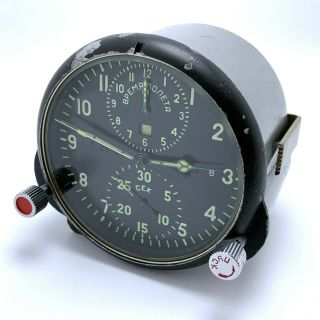Aviation clock AChS - 1M.  Military chronograph from the cockpit.  №31913 2
