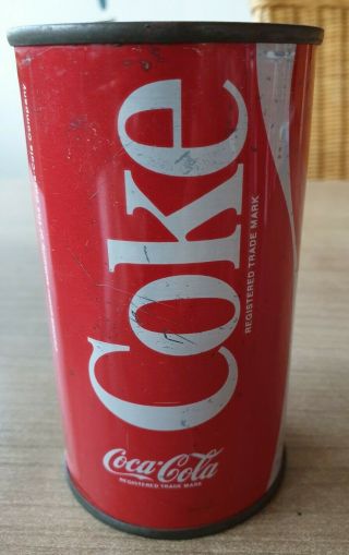 Coca Cola Can From England Uk.  Straight Steel.  Late Flat Top Can