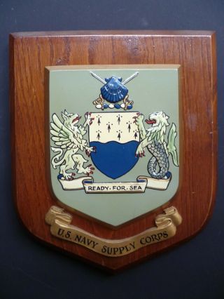 Vintage U.  S.  Navy Supply Corps Ready For Sea Coat Of Arms Wall Plaque Shield