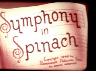 16mm Animated Popeye Cartoon Symphony In Spinach Paramount