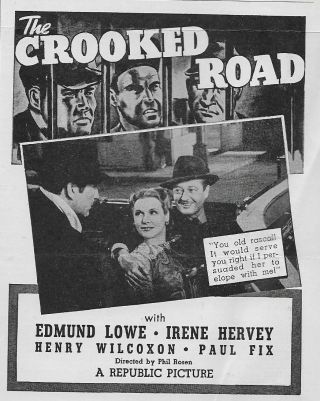 16mm Crooked Road (1940).  B/w Film Noir Feature Film.