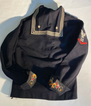 Wwii Us Navy Sailor Wool Vintage Crackerjack Uniform Top Shirt Vintage