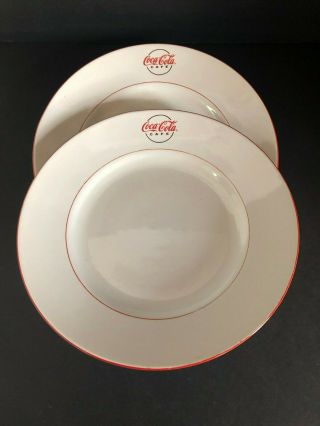 Coca Cola Cafe 2 Dinner Plates Gibson China Red White Dinner Dinnerware Vintage