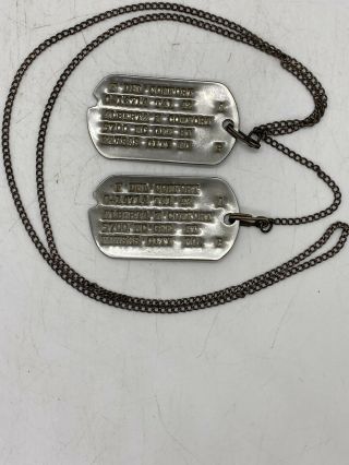 Military Collectible Vintage Colonel Comfort U.  S.  Army Dog Tags Sterling Chain