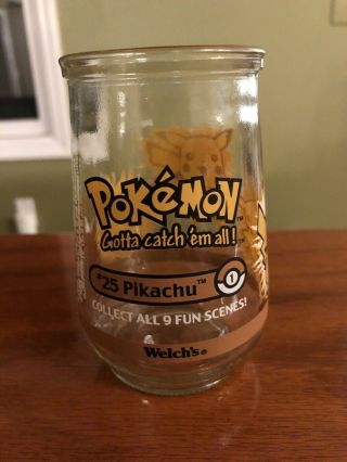 Vintage Pokemon 25 PIKACHU Promotional Welch’s Glass Jelly Jar NINTENDO 1999 2