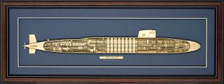 Wood Cutaway Model Of Submarine Uss Lafayette (ssbn - 616) - Made In The Usa