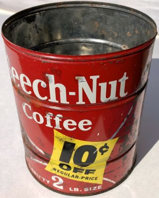 Beech Nut Brand Coffee Tin Can Vintage Thrifty 2 Pound Size Empty Canajoharie