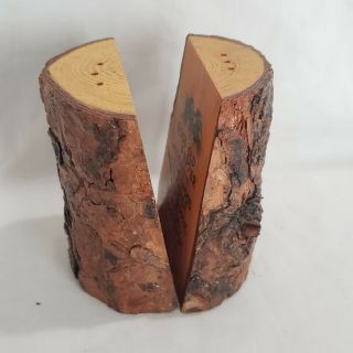 Vintage Tree Trunk Salt Of The Earth Good And Old Pepper Shakers Plasman Mi Camp