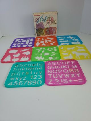 Vintage 1987 Tupperware Tuppertoys Stencil Art Complete Set Of 8 Crafts Drawing