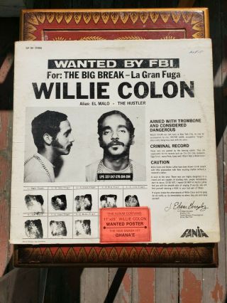 Willie Colon La Gran Fuga (the Big Break) Stereo Vinyl Lp Poster Fania Slp 394