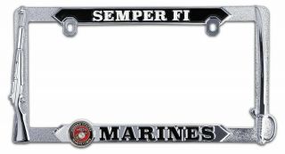 U.  S Marine Corps Semper Fi Usmc Heavy Duty 3d Metal License Plate Frame