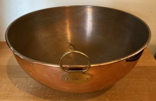 Odi Solid Copper 11 3/4” Mixing Bowl With Brass Ring Handle