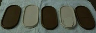 5 Tupperware Modular Mates 3 Brown/2 Pink Oval Replacement Lid Seal 1616
