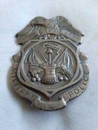 Early Unites States Army Military Police Badge Gov Property Label MP Shield Pin 2