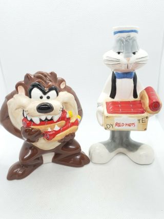 1997 Warner Bros Looney Tunes Bugs Bunny And Taz Salt And Pepper Shaker Set 5.  5 "