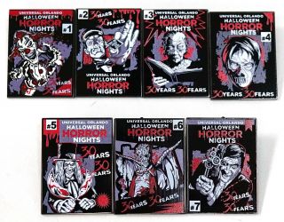 Universal Orlando Halloween Horror Nights 30 Years Complete Mystery Pin Set
