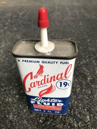 Vintage Cardinal Lighter Fluid Oiler Tin Oil Can Louisville Ky.  Empty 4oz