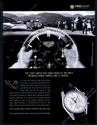 1997 Tag Heuer 1964 Carrera Re - Edition Watch Photo Vintage Print Ad