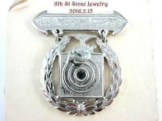 Vintage Sterling Silver 925 Usmc Marine Corps Marksman Badge On Card