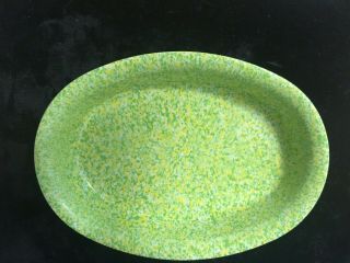 Vintage Melamine Melmac Confetti Splatter Oval Lemon/lime Serving Bowl 14 " X 10 "