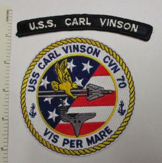 Us Navy Uss Carl Vinson Cvn - 70 Aircraft Carrier Patch (us Fag) With Ship Tab
