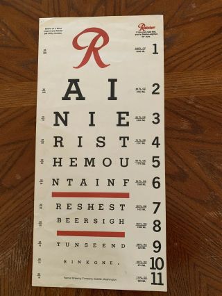 Vintage Rainer Ale Beer Eye Chart 1960 