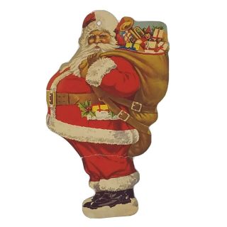 Vintage Santa Claus Die Cut Savings Christmas Club Bank Holiday Ornament Scrap