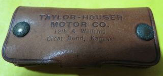 Vtg Dealer Key Chain Ring Holder Taylor - Houser Chevrolet Leather Pouch Ks