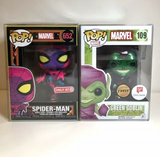 Funko Pop Marvel Green Goblin (chase) & Spiderman Black Light (target Exclusive)